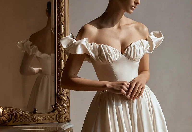 abito da sposa drappeggi couture silhouette morbida