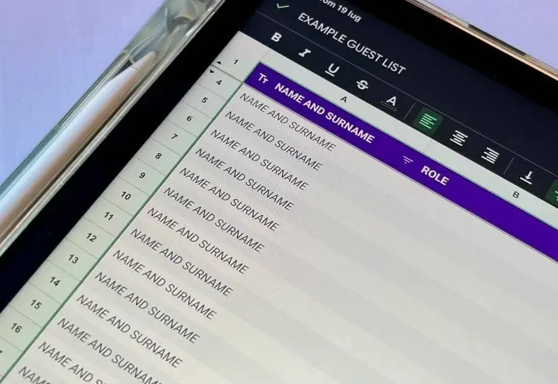 Lista invitati al matrimonio